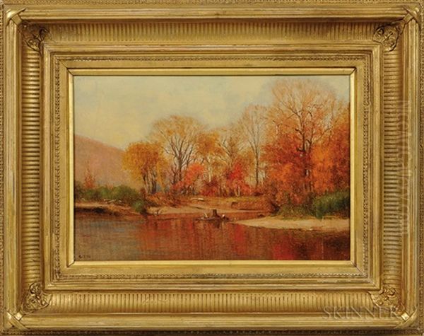 Autumn On The Delaware Oil Painting by Worthington Whittredge