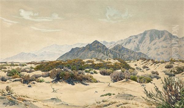 Palm Springs Desert Landscape Oil Painting by Gunnar Widforss