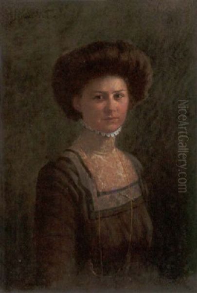 Portrait Einer Jungen Frau Oil Painting by Bruno Wiese