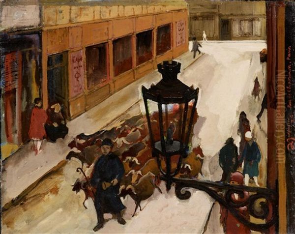 Rue De L'exposition, Paris Oil Painting by Gustav Wiethuechter