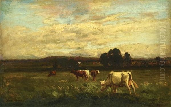 Cows At Pasture Oil Painting by Carleton Wiggins