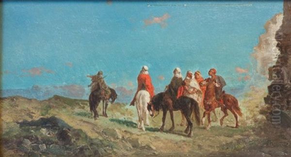 Cavaliers Arabes Oil Painting by Henri Van Wijk