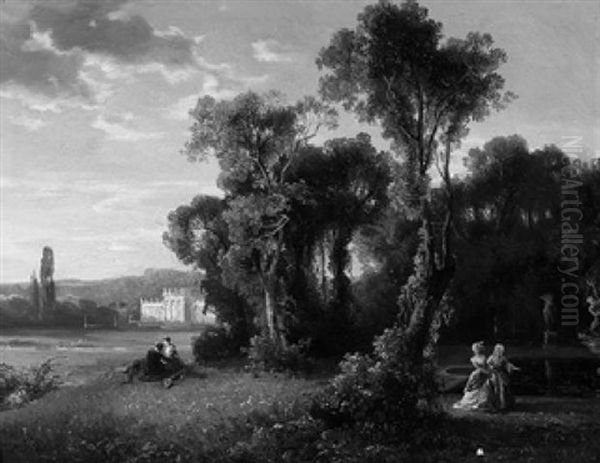 Hofische Gesellschaft In Einem Schlospark Oil Painting by Clara (Boettcher) von Wille