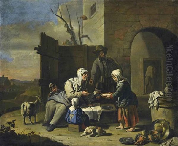 La Famille De Paysans, Dit Aussi Le Benedicite Oil Painting by Abraham Willemsens