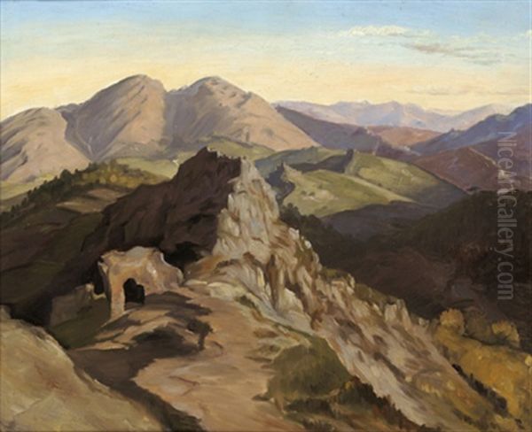 Landschaft Nordlich Von Civitella Bei Olevano Oil Painting by Ernst Willers