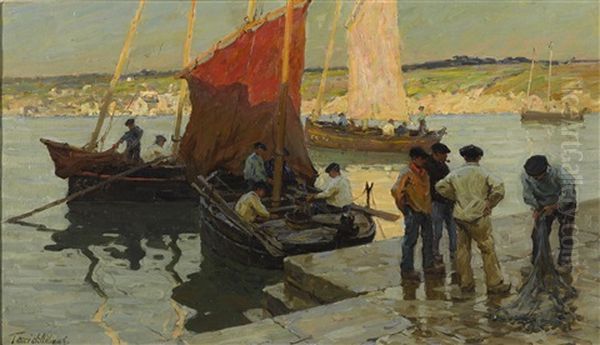 The Quayside, Concarneau Oil Painting by Terrick Williams
