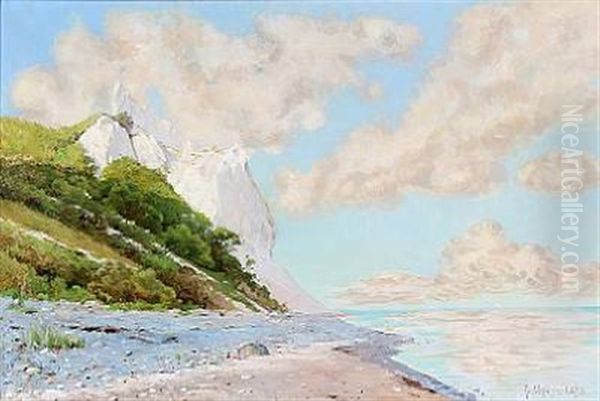 Summer Day At The Cliffs Of Mon Oil Painting by Frederik Julius August Winther