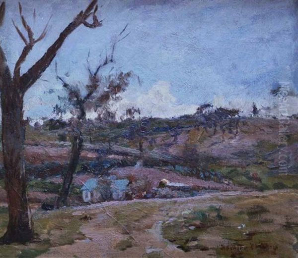 End Of Day, Farm Scene Oil Painting by Walter Herbert Withers