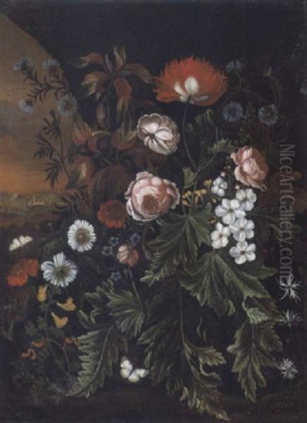 Blumen In Einer Waldlandschaft Oil Painting by Alida Withoos