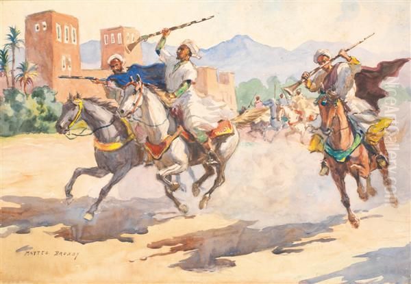 Fantasia Devant La Casbah Oil Painting by Matteo Brondy