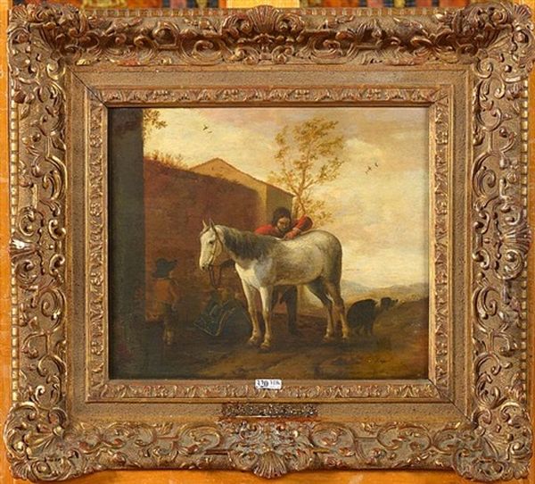 Cheval Au Repos Et Personnages Oil Painting by Pieter Wouwerman