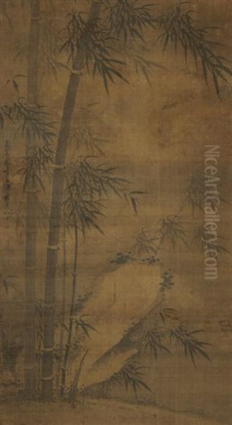 Ink Bamboo Oil Painting by  Wu Zhen