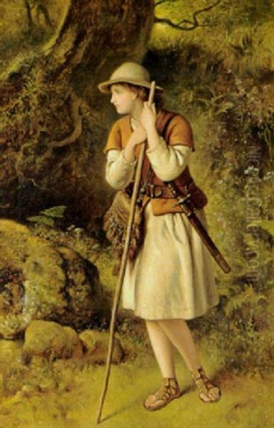 Hyrdedreng I Skoven Oil Painting by Francis John Wyburd