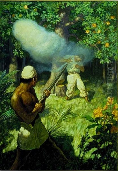 Brand In Einem Dorf Oil Painting by Newell Convers Wyeth