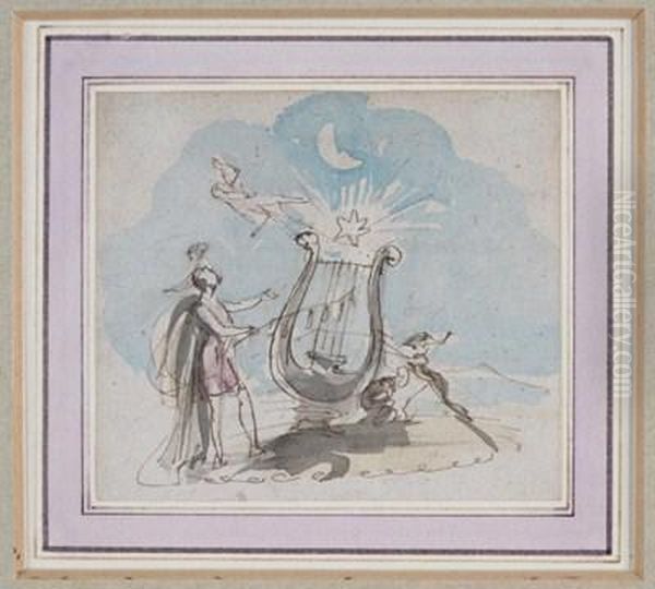 Fairies With A Great Harp Oil Painting by William Henry Brooke
