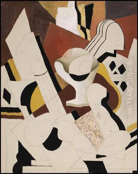 Cubist Figures Oil Painting by Bertram Richard Brooker
