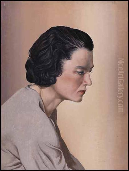 Portrait Of A Lady Oil Painting by Bertram Richard Brooker