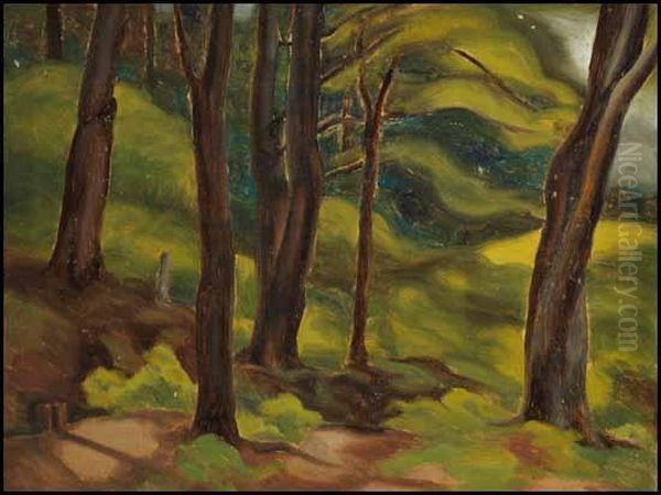 Trees Oil Painting by Bertram Richard Brooker