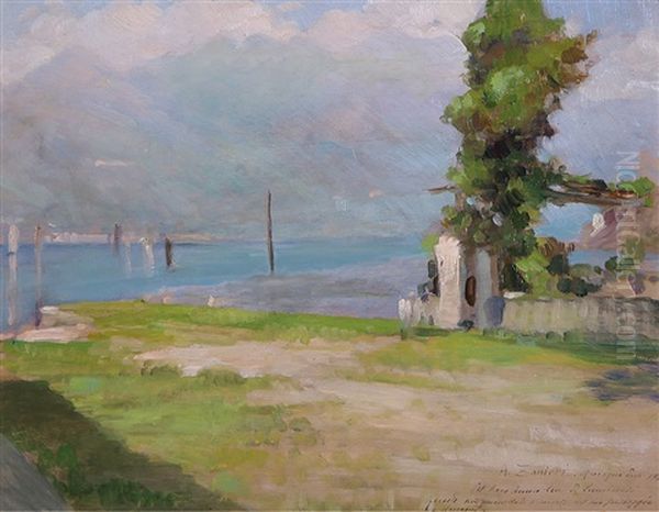 Molo A Maccagno Superiore, Lago Maggiore Oil Painting by Arturo Zanieri