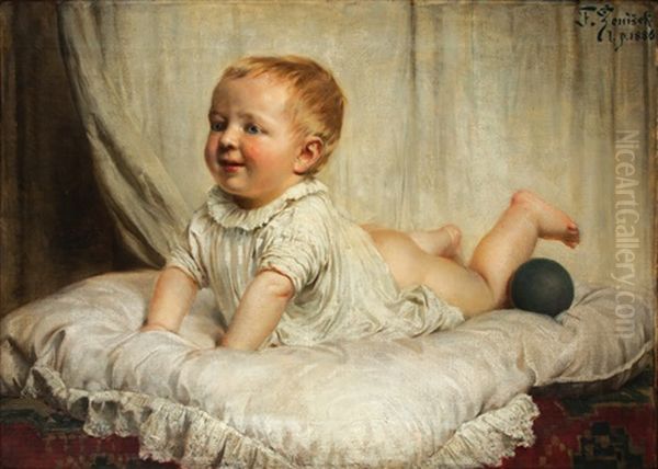Decko (syn Umelkyne Leopoldiny Ortove De Pauli) Oil Painting by Frantisek (Franz) Zenisek