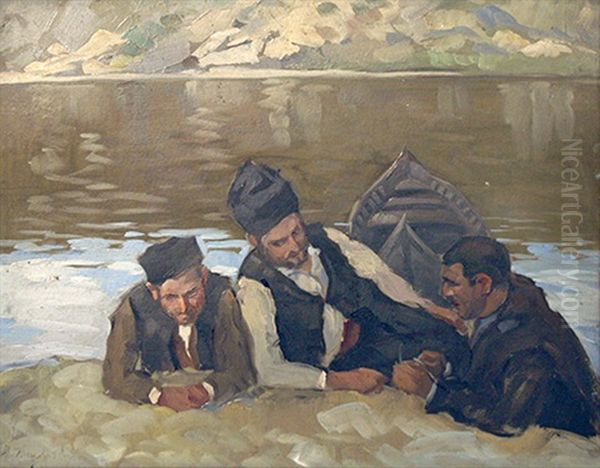 On The Shore Oil Painting by Mario Zhekov