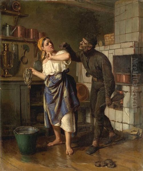Chimney Sweep Oil Painting by Firs Sergeyevich Zhuravlev