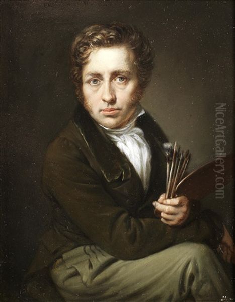 Self-portrait Of The Artist Oil Painting by Johann Christian Ziegler