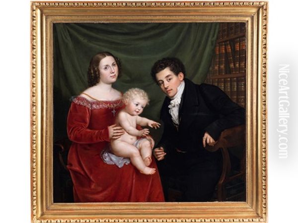 Familienportrait Oil Painting by Josef Ziegler