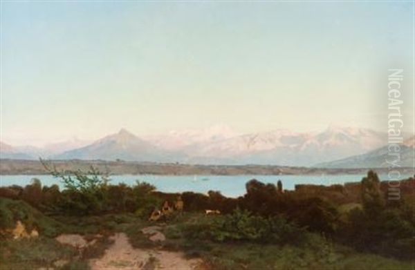 Lac De Geneve Oil Painting by Friedrich Zimmermann