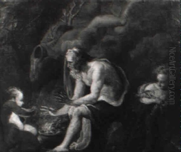 Allegorie Des Winters Oil Painting by Johannes Baptist Zimmermann
