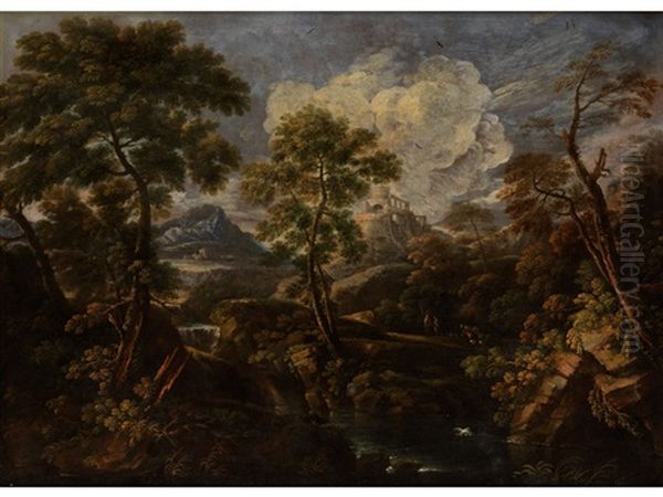 Landschaft Mir Figuren Oil Painting by Giuseppe Zola