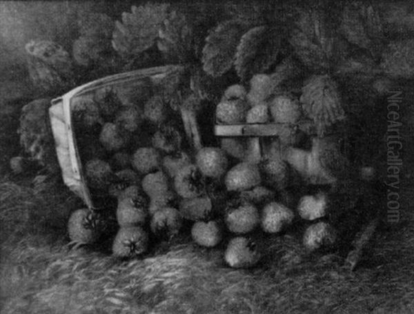 Strawberries Falling Out Of A Basket Oil Painting by Abbie Luella Zuill