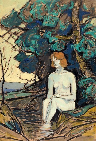 Femme Nue Sous Les Arbres Oil Painting by Eugene Brouillard
