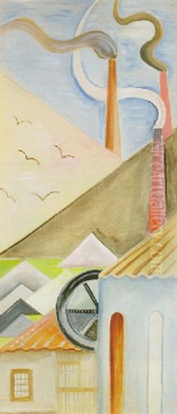 Byggnader Och Skorstenar Oil Painting by Bo Elson von Zweigbergk