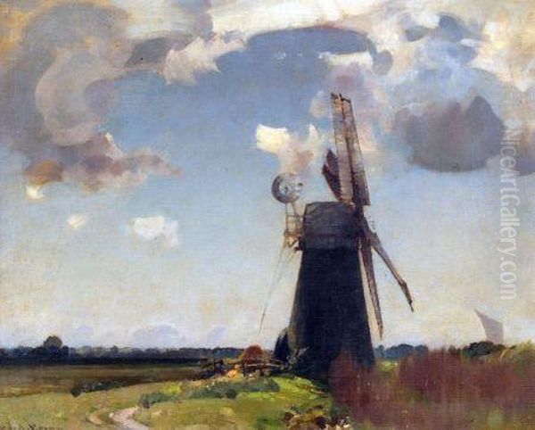 The Black Mill Oil Painting by John Alfred Arnesby Brown