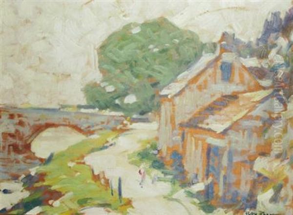 The Bridge Path, France Oil Painting by Roy H. Brown