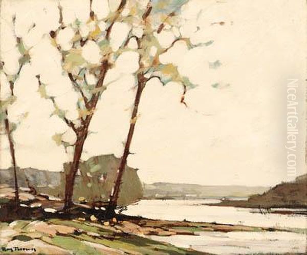 Trees By The River Oil Painting by Roy H. Brown