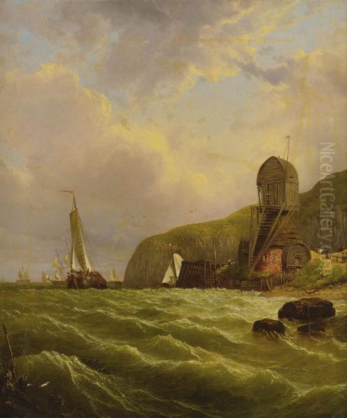 Rough Seas Along The Coast Oil Painting by William Mason Brown
