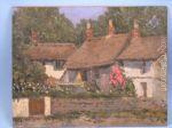 Rural Village Scene Oil Painting by Hugh Browning
