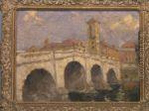 View Of An Italianbridge Oil Painting by Hugh Browning