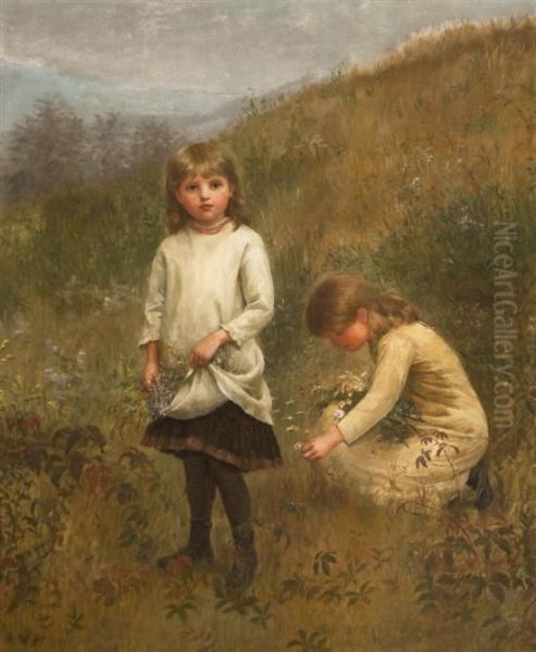 Gathering Flowers Oil Painting by Jennie Augusta Brownscombe