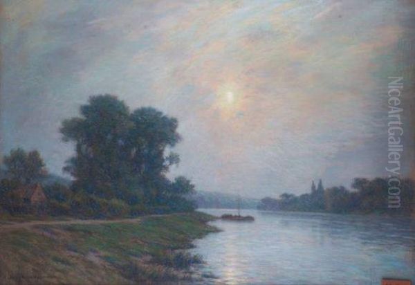 Paysage A La Gabarre Oil Painting by Victor Brugairolles
