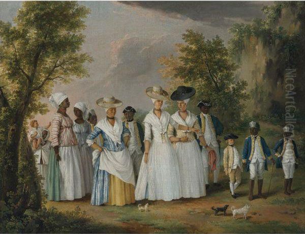 A Group Of Creole Women And Their Servants In Dominica Oil Painting by Agostino Brunias