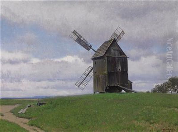Windmuhle Oil Painting by Ferdinand Brunner