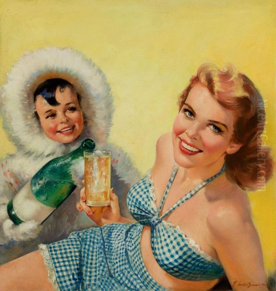 Cliquot Beverage Company Ad Illustration Oil Painting by Frederick Sands Brunner