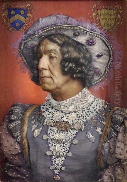Portrait Eines Herrn Im Mittelalterlichen Kostum. Oil Painting by Violet Angless Brunton
