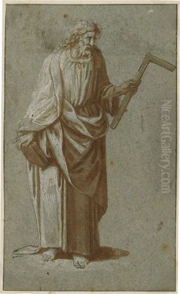 Der Apostel Thomas In Ganzer Figur Oil Painting by Domenico Riccio Brusasorzi