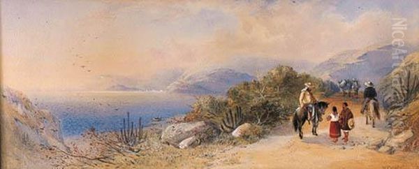 Lake Texcoco, With A Distant View Of The City Of Mexico Oil Painting by William Cross Buchanan