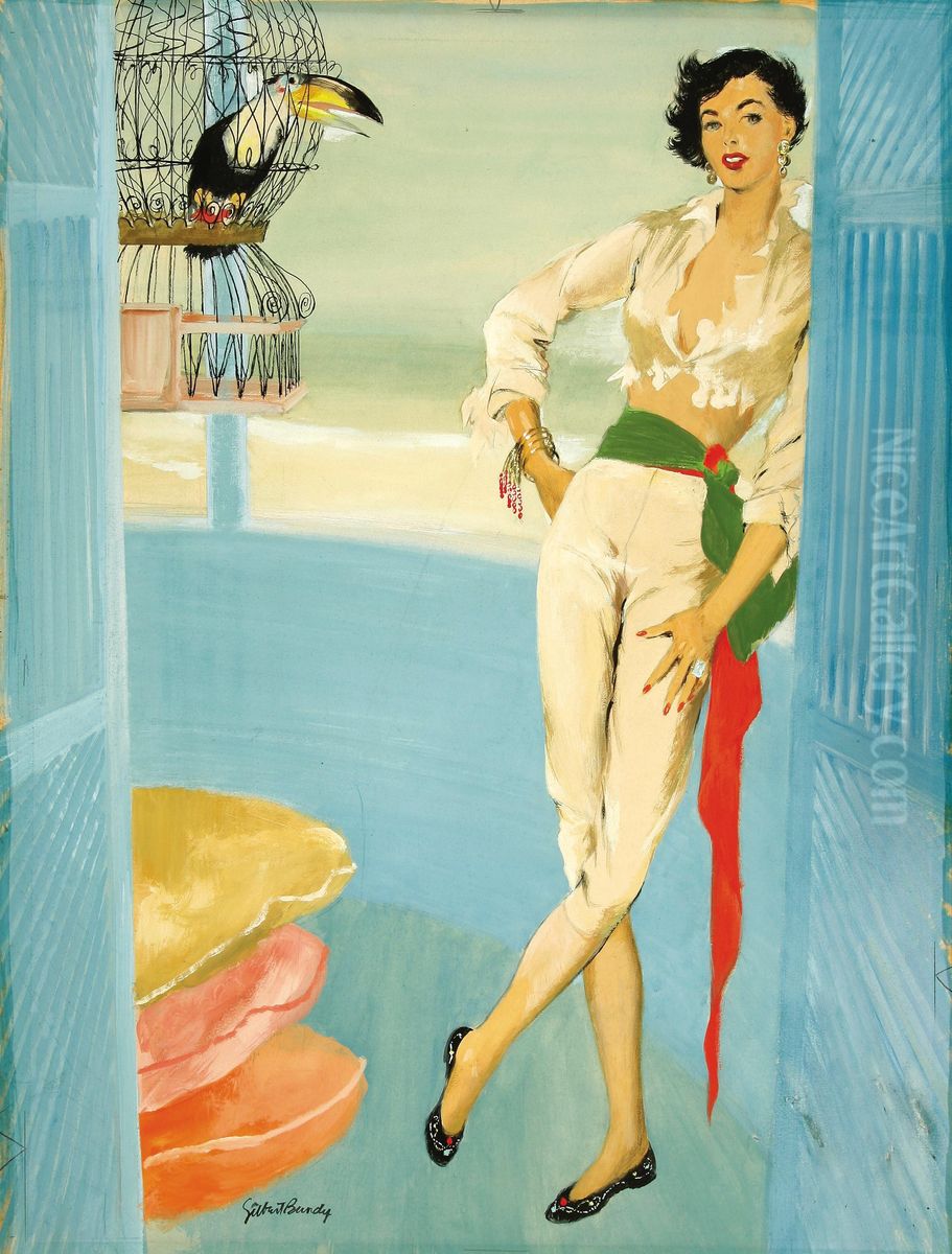 Original Magazine Illustration Oil Painting by Gilbert Bundy