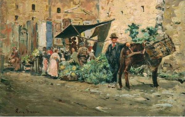 Mercatino Oil Painting by Eugenio Buono